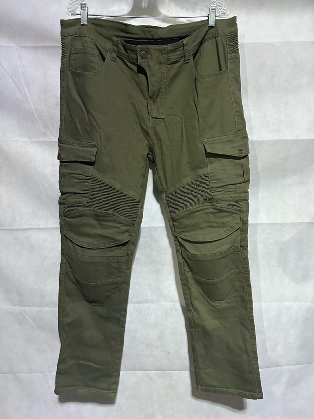 NBT Clothing Mens 2XL/3XL Olive Green Cargo Twill Pants Knee Pads Included Biker